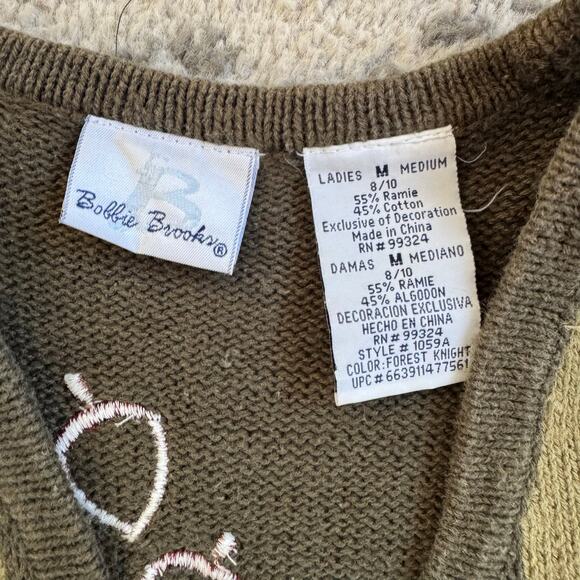 Bobbie Brooks Womens Fall Harvest Pumpkin Corn Print Vest Green Size Medium - Picture 3 of 8